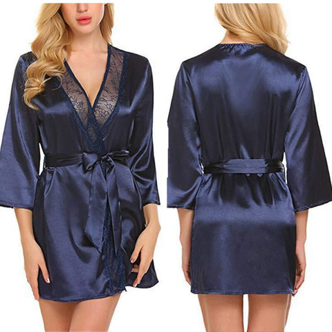 Lace Patchwork Silk Dressing Gown: Elegant and Sensual Nightwear for Women