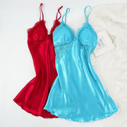 Satin Seduction: Women's V-Neck Sleep Dress