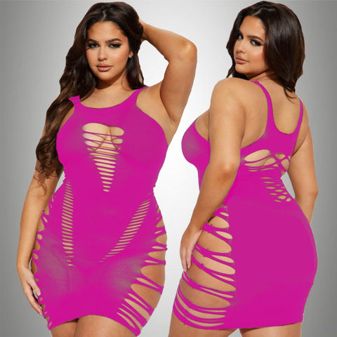 Seductive Curves Plus Size Rhinestone Bodysuit Set