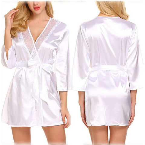 Lace Patchwork Silk Dressing Gown: Elegant and Sensual Nightwear for Women