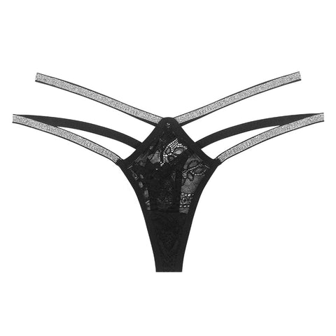 Seductive Lace Temptation: Double Strap Thong Lingerie Set