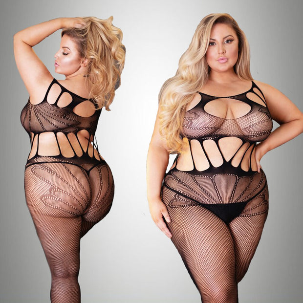 Plus Size Women's Sexy One Piece Open Bra Pantyhose