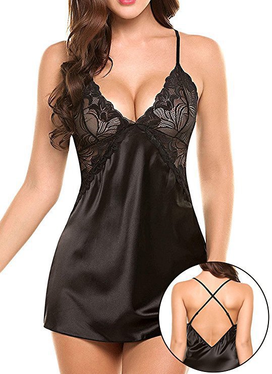 Seductive Serenity: Luxurious Silk Nightgown with Lace