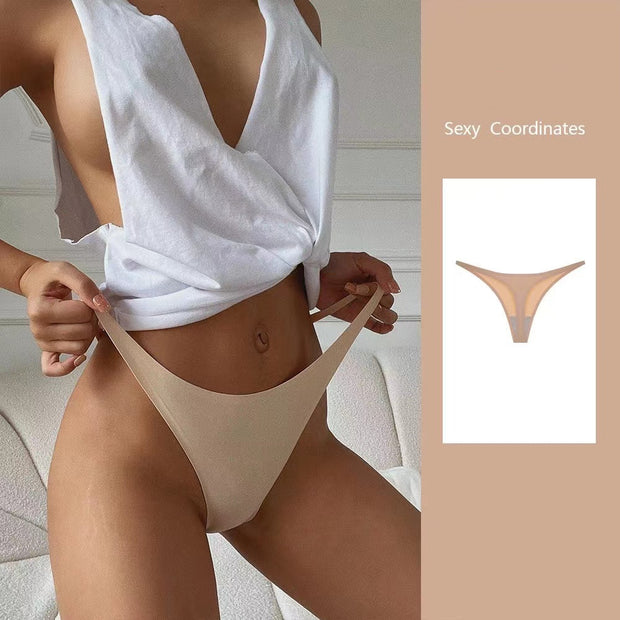 Ice Silk Seamless Panties For Women Soft Thin Band Thongs