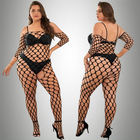 Plus Size Women's Sexy One Piece Open Bra Pantyhose