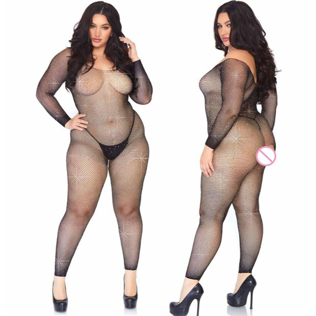 Plus Size Women's Sexy One Piece Open Bra Pantyhose