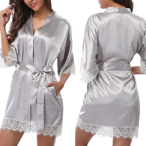 Silk V-Neck Kimono Robe: Luxurious and Elegant Nightwear for Women