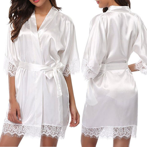 Silk V-Neck Kimono Robe: Luxurious and Elegant Nightwear for Women